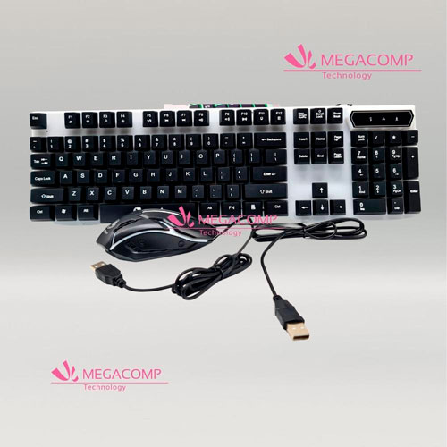HP Combo de teclado y mouse para juegos con cable, teclado de membrana  iluminado y mouse para juegos, teclado de tamaño completo con  retroiluminación